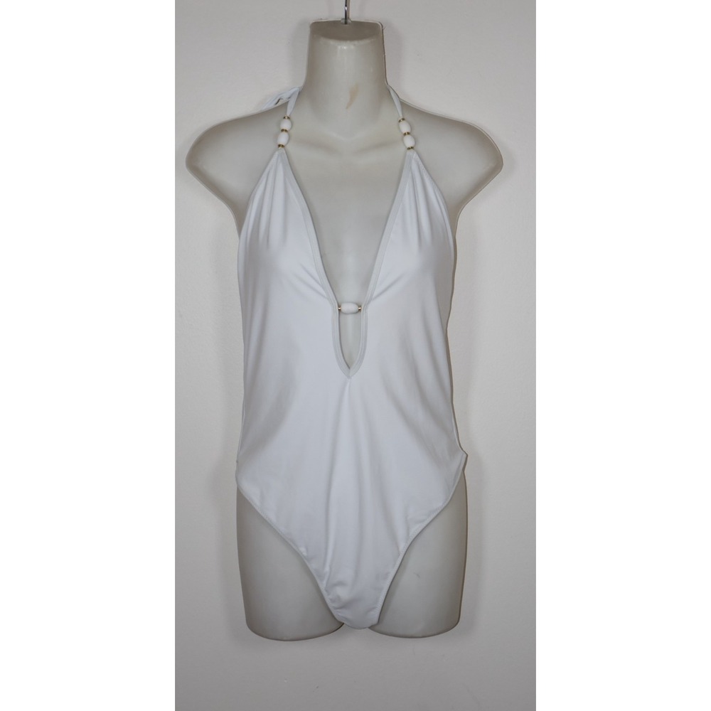 Ramy Brook Size Large White Kailey Halter One Piece Swimsuit - Picture 7 of 11